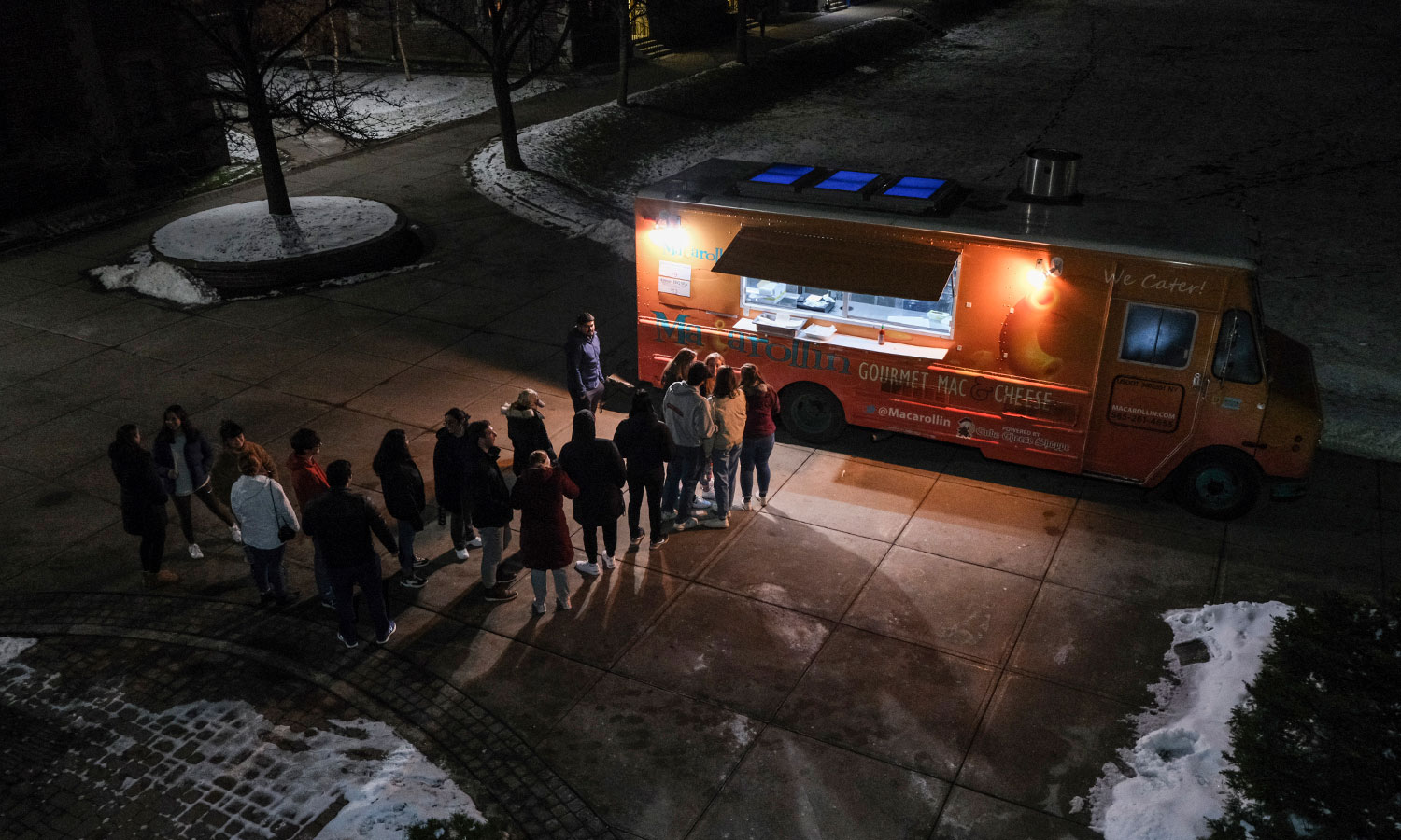 Food Truck on Campus at Night