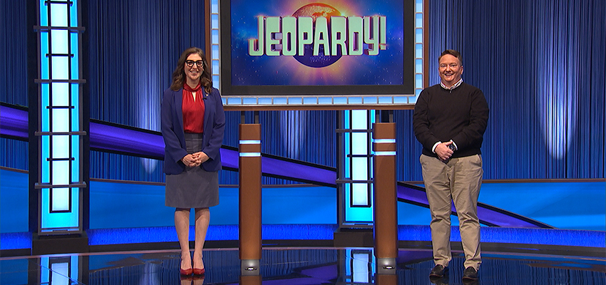 Professor Huskie on the set of Jeopardy