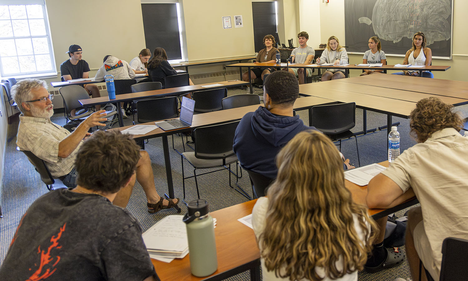 Professor Barnes introduces a group activity during "Philosophy of Sport."