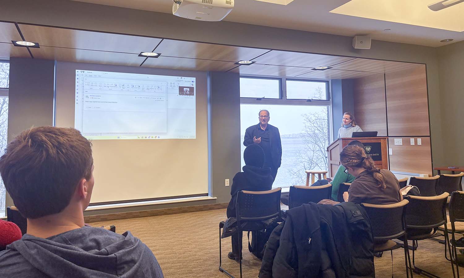 City Council member Chris Lavin ’81, L.H.D. ’21 speaks to students.