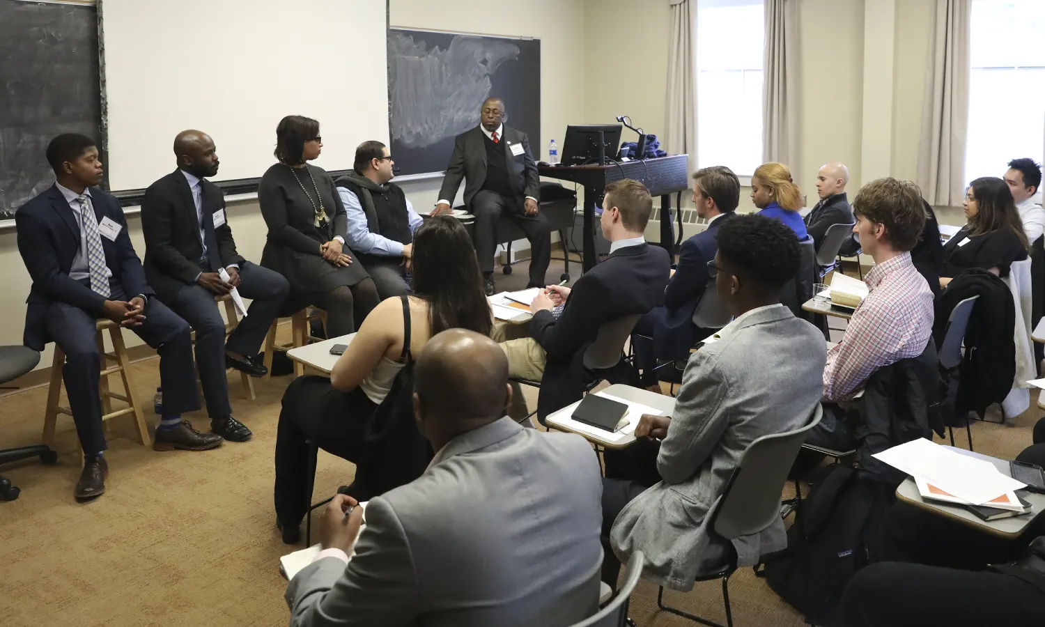 During the Multicultural Networking and Career Conference, Trustee Michael Rawlins ’80, P’16 moderated the Business Panel session.