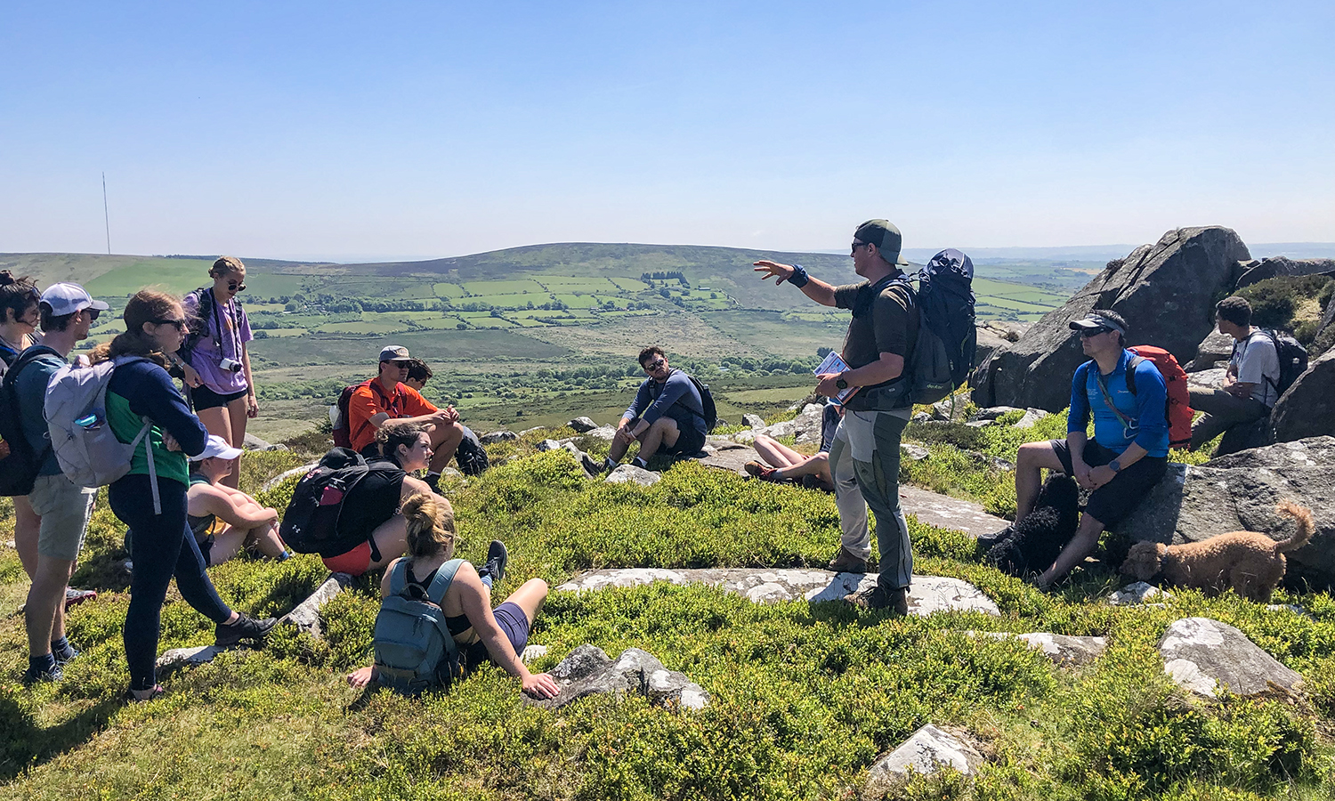 This week, we share photos from several of the HWS-led abroad programs occurring this summer. Here, students studying in Wales under the direction of Hobart Associate Dean David Mapstone ’93, P’21 learn of the importance of Bronze Age hillfort settlements in the Preseli Hills.