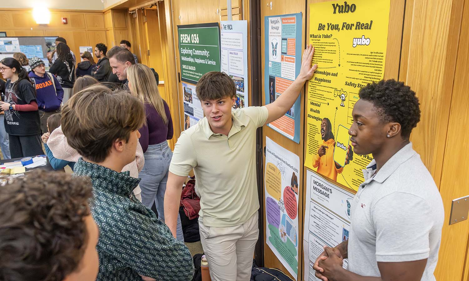 As part of “Exploring Community: Relationships, Happiness & Service” with Associate Vice President for Campus Life and Dean of Student Wellness and Support Shelle Basilio, Benjamin Sheppard ’29 and Amir Butler ’29 present “Yubo: Be You, For Real.” 