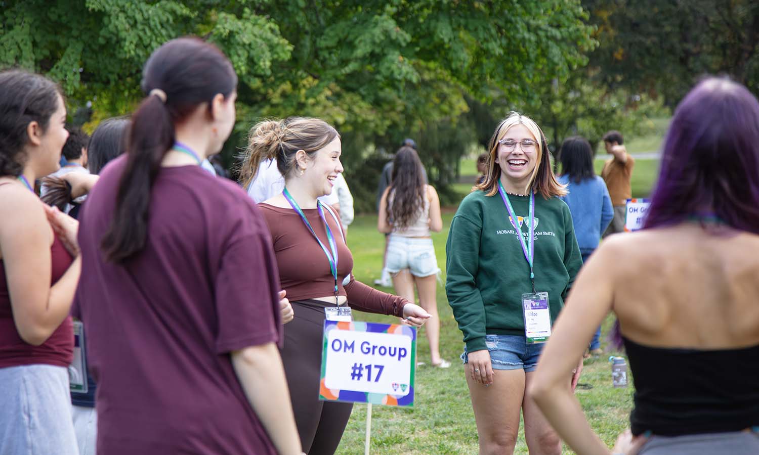 Khloe Rising ’29, from Muncy, Penn., laughs during an icebreaker activity. 