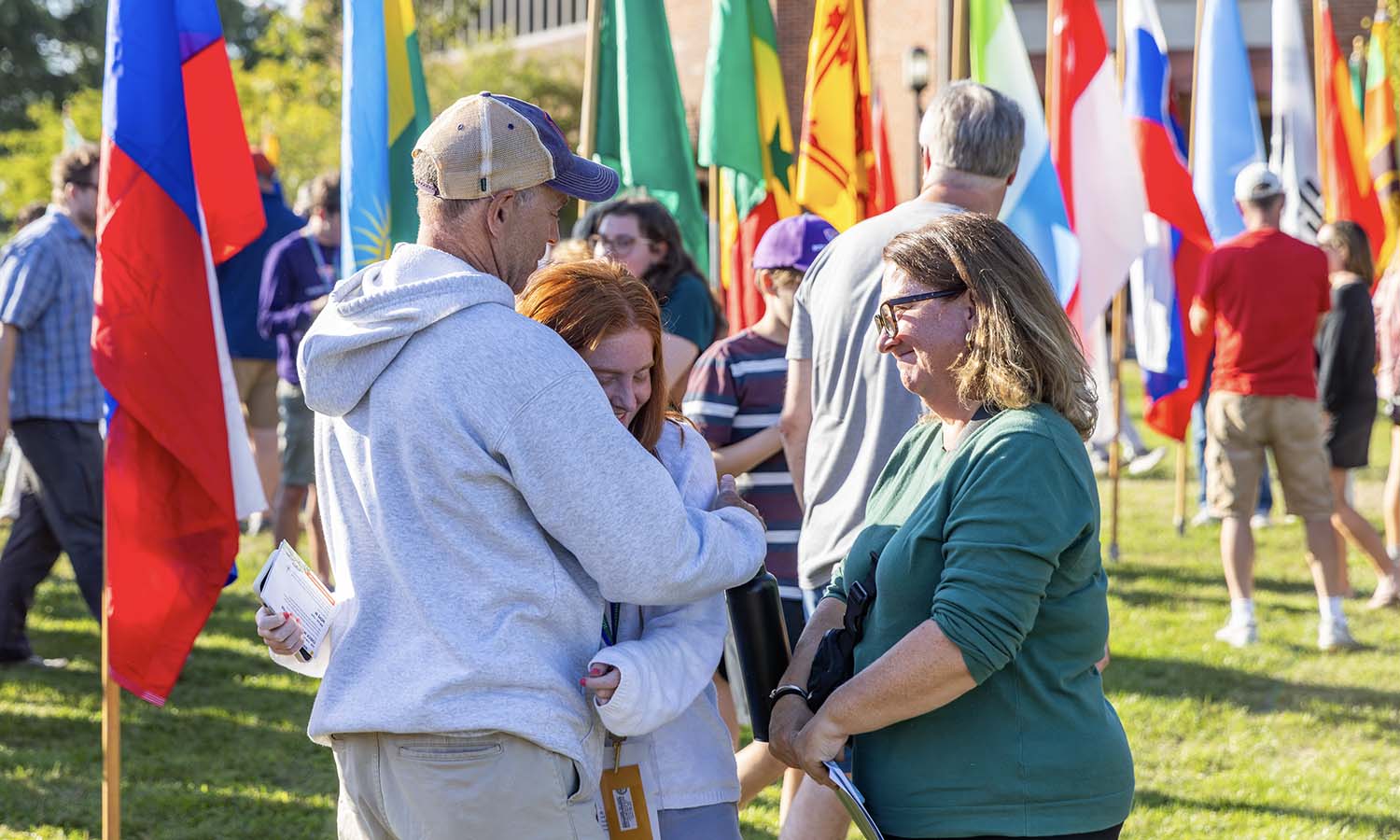 Parents and families say farewell. 