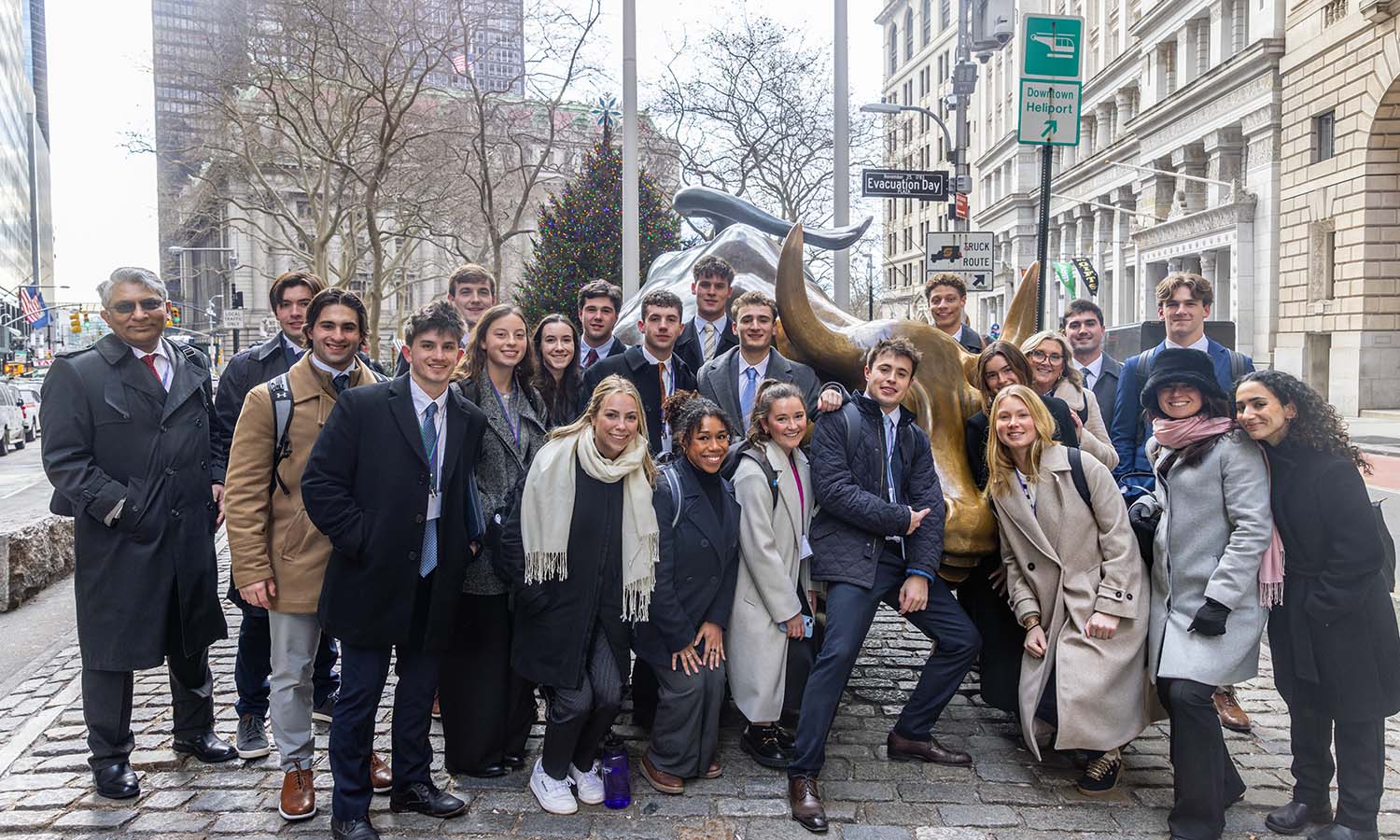 This week, we highlight student career treks to New York City, Washington, D.C. and Boston that took place over winter break. Here, Professor of Economics Feisal Khan and Senior Associate Director of the Salisbury Center for Career Services Shayne Feinberg gather with students on Wall Street.