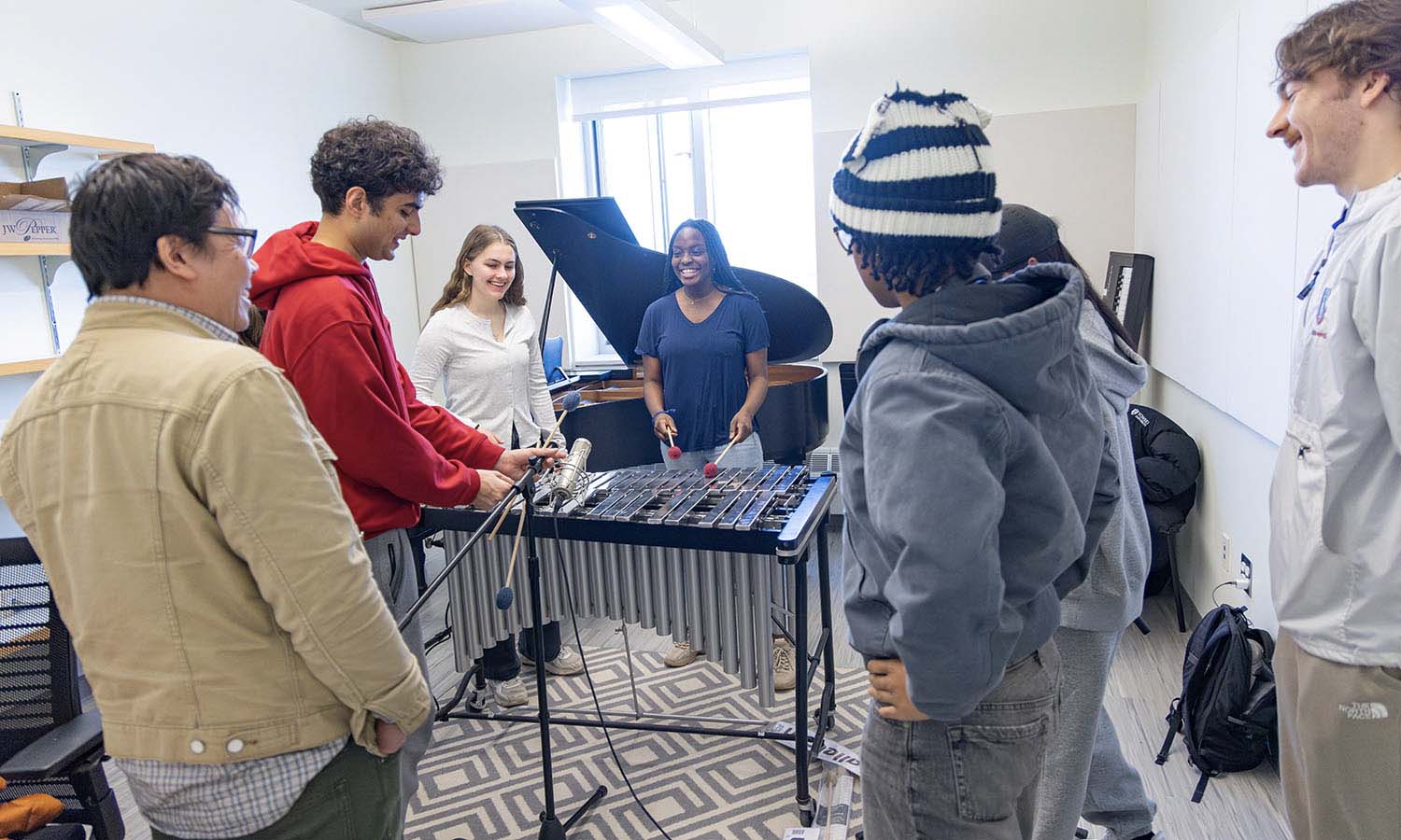 Students learn microphone placement and audio capture methods during 