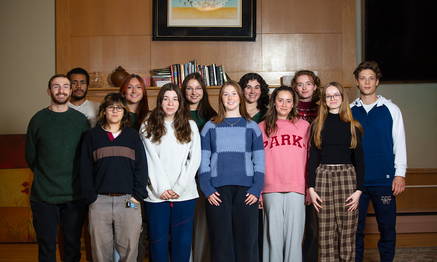 Members of the Writing Colleagues program pose for a photo in Hirshon Ballroom. 