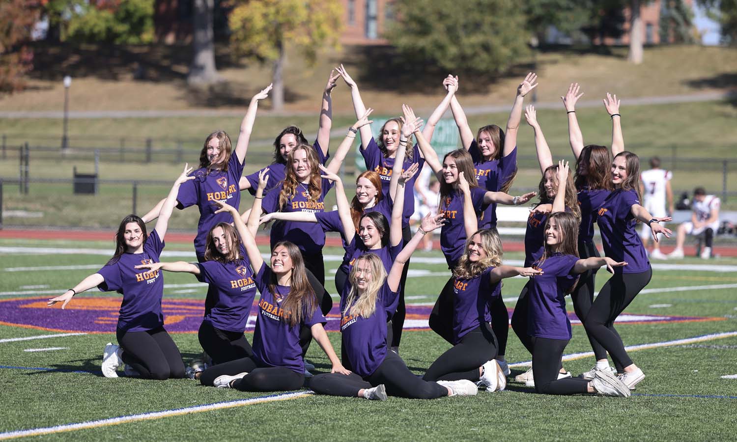 Members of the Kinetic Dance Collective perform at halftime of the Hobart football game. 