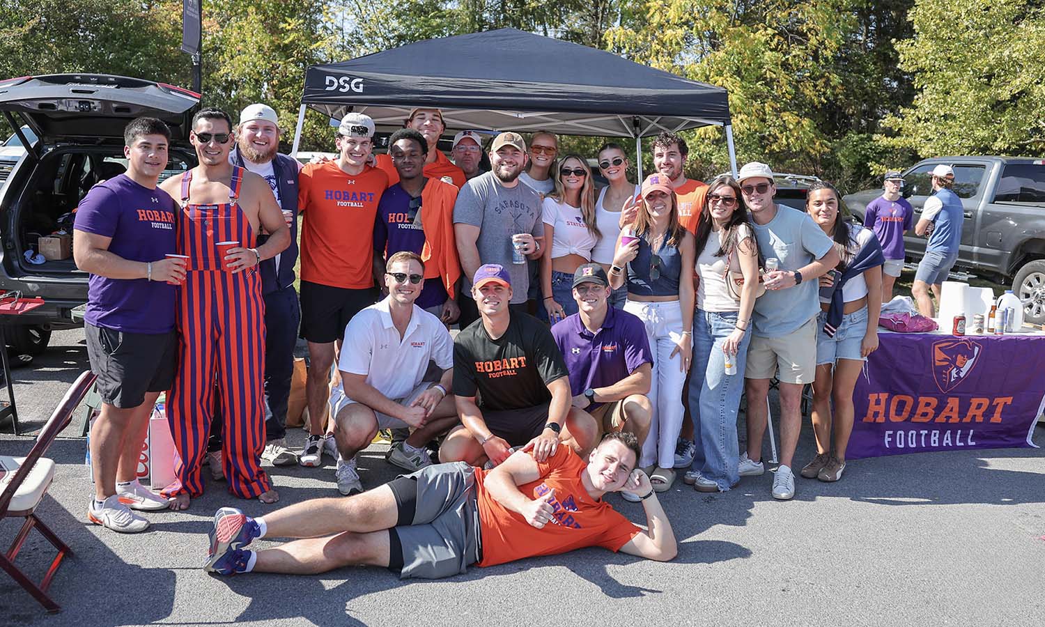 Statesmen fans tailgate before the game on Saturday. 