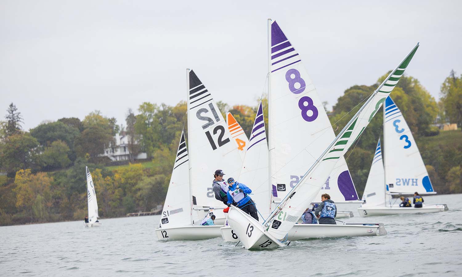 The Hobart and William Smith sailing team competes for the David Lee Arnoff Trophy on Seneca Lake. HWS won for the third straight year and the ninth time in the 12-year history of the regatta. 