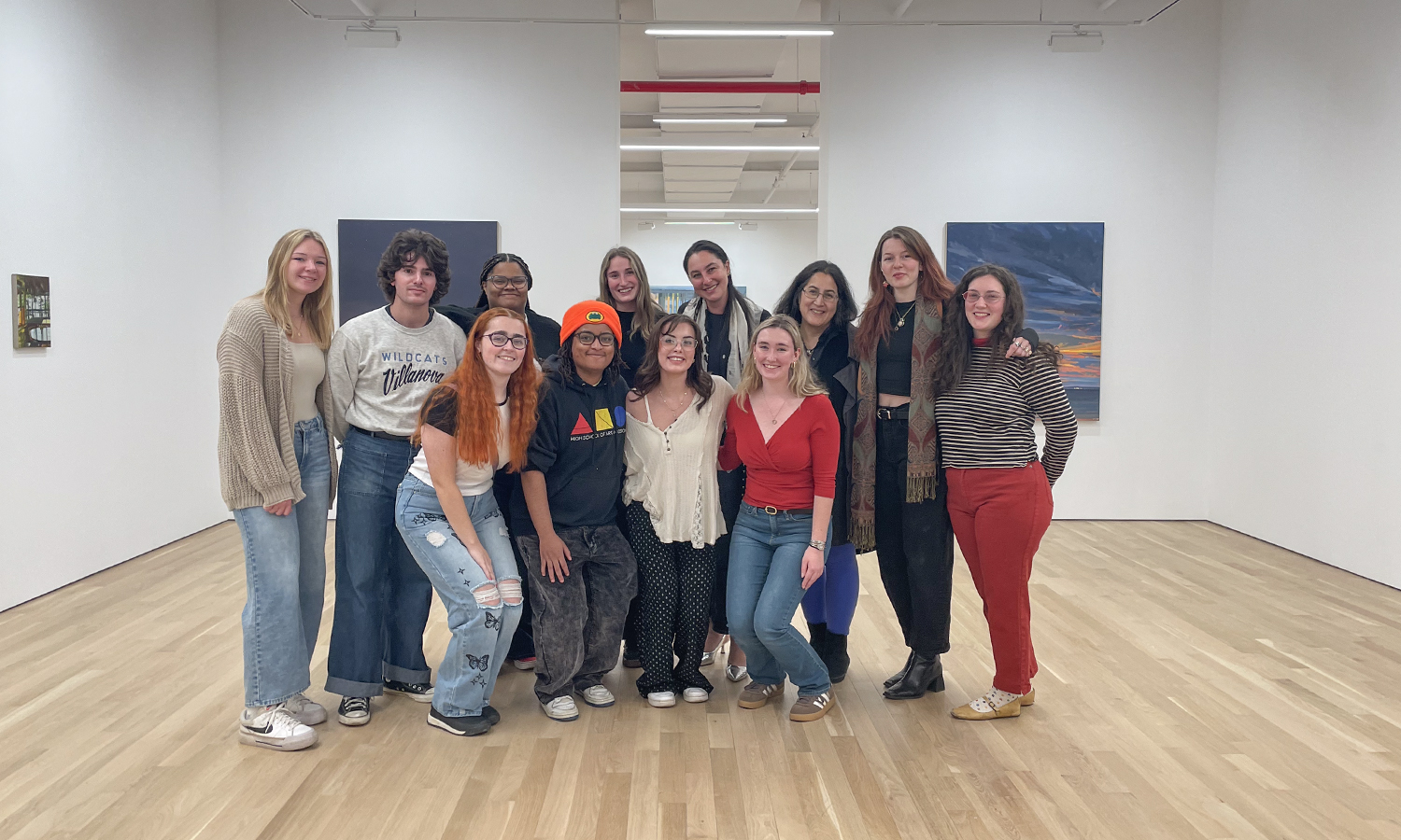 With the support of the Jonas Wood '99 Fund, students in the Studio Art Department's senior seminar with Professor of Art and Architecture Christine Chin visit the Charles Moffett Gallery during a weekend trip to New York City to learn about careers in the industry. Joining them in the photo are Director of the Charles Moffett Gallery Hannah Root '15, Emma Swenson '23 and Nicola Russell '19. 