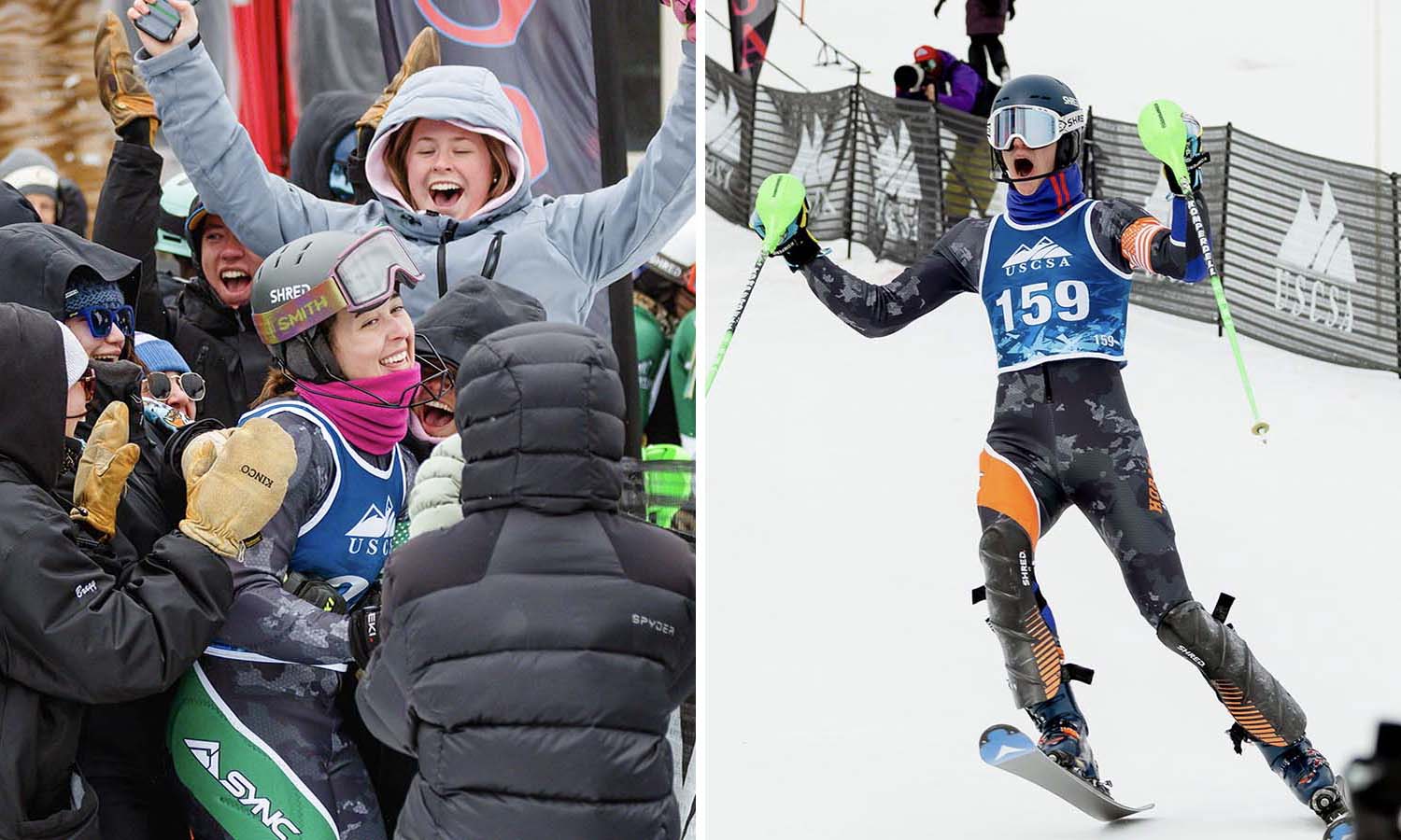 In Lake Placid, the Hobart and William Smith Alpine ski teams celebrated the victories of Aspen McAuley '29 and Will Patton ’28. McAuley earned the women’s slalom national championship while Patton won the men’s slalom national championship. 