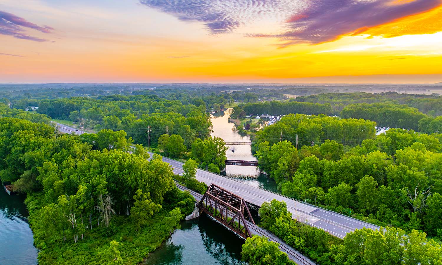 A gorgeous June sunrise over the Seneca-Cayuga Canal. 
