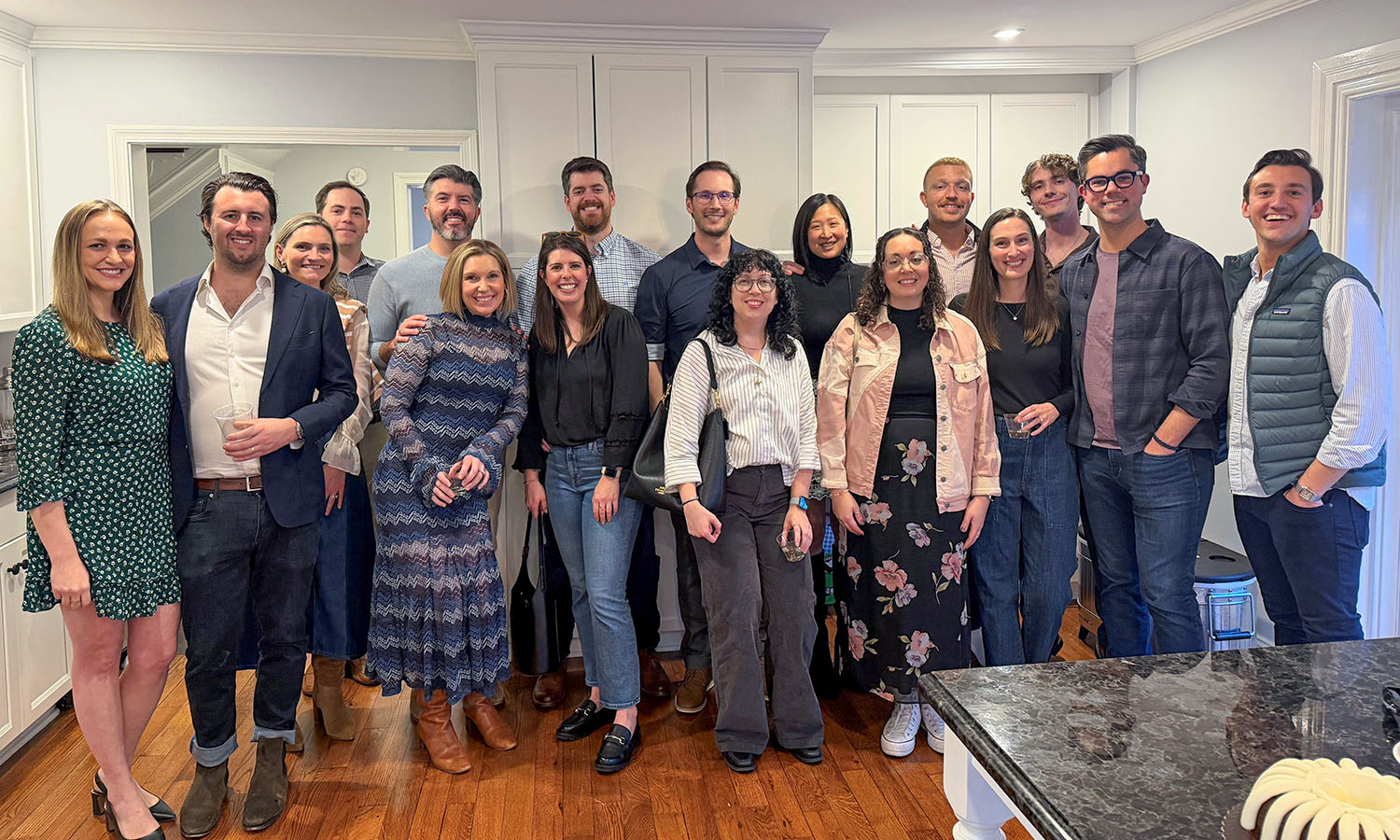 Alumni from the classes of 2007 to 2017 pose for a photo during a gathering in Washington D.C. The event was hosted by Brian Horn ’12, John O'Toole, Corey McClintock Davis ’12, Drew Davis ’14, Caleb Campbell ’11 and Eddie Witcher Campbell ’14. 