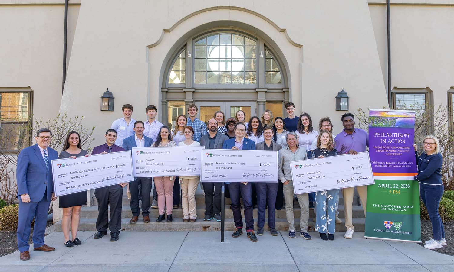 With the generosity of the Gantcher Family Foundation, students in “Philanthropy in Action” present grants totaling $25,000 to local nonprofit organizations.  