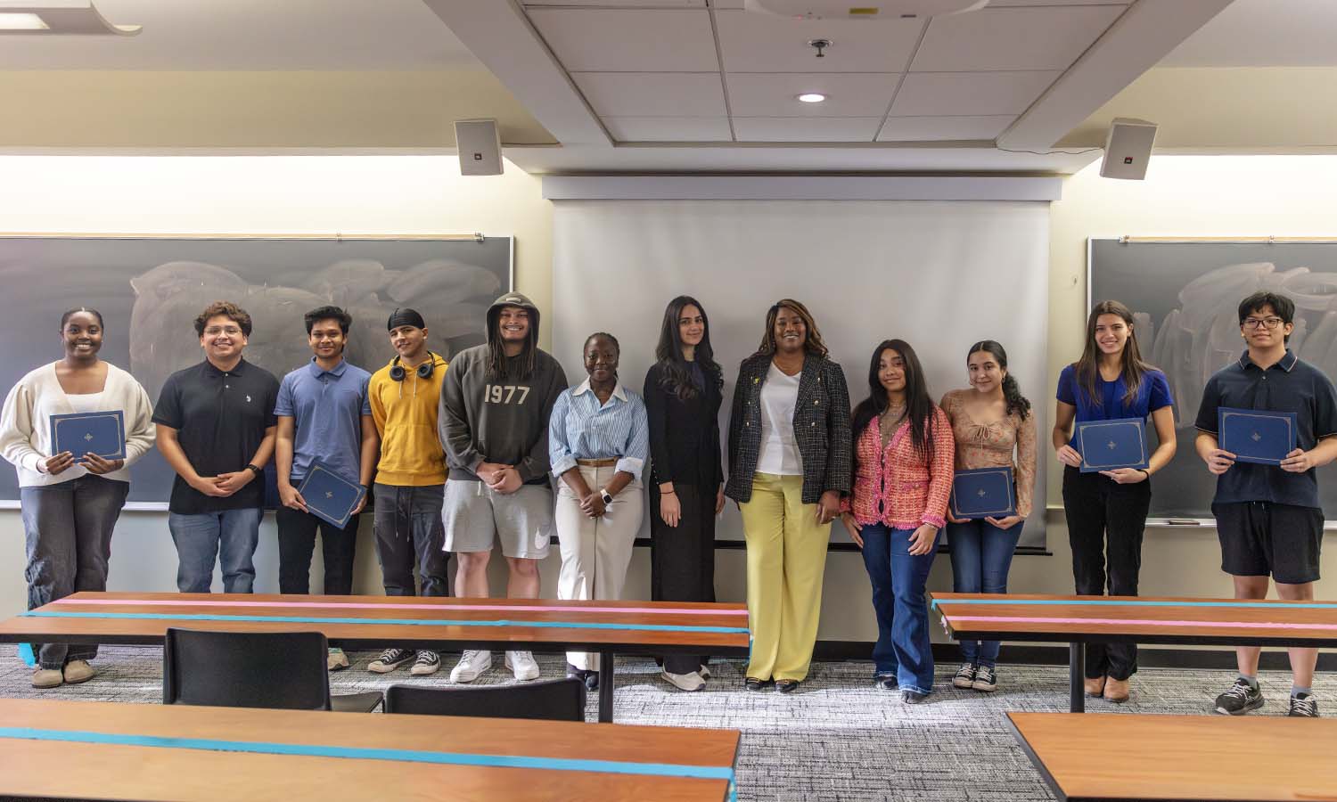 The 2026 STEM scholars pose for a photo following their induction ceremony with keynote speaker and Associate Provost at Xavier University Florastina Payton-Stewart.  
