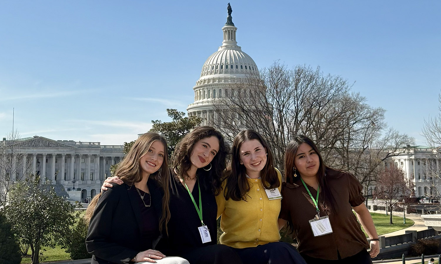 Hayley Ross '29, Poet Goldberg '28, Maya Morrison ’29 and Yobana Nunez-Mercado ’28 pose for a photo while attending PLEN National’s Public Policy Seminar in Washington D.C. 