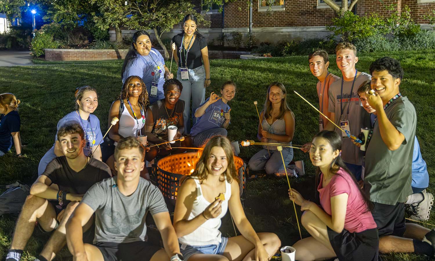 Students make s’mores on the Quad. 
