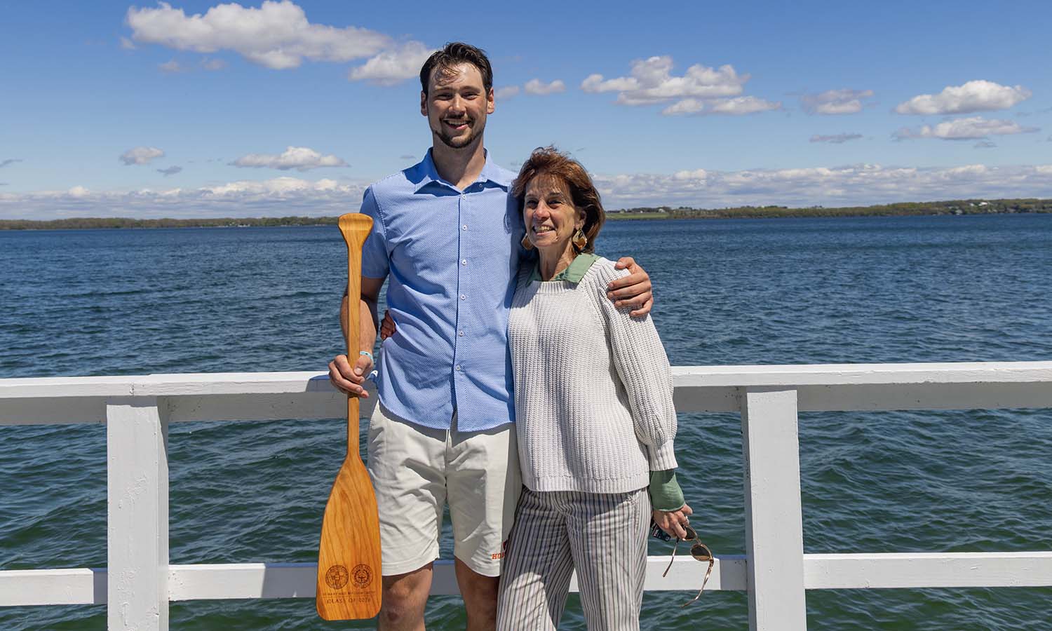 Wyatt Tobin ’26 poses for a photo with his mother, Coordinator for External Relations and Admissions Diane Tobin P’26, P’27. 