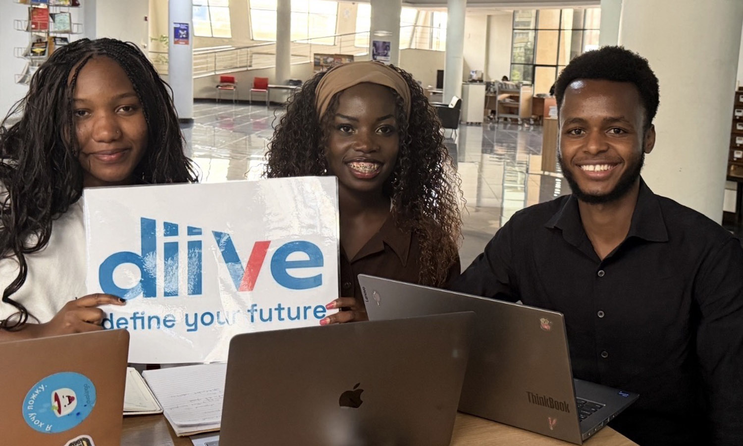 Selina Owino '28 (left) had an internship doing data analysis at diiVe Consulting, a South African consulting firm based in Cape Town.  
