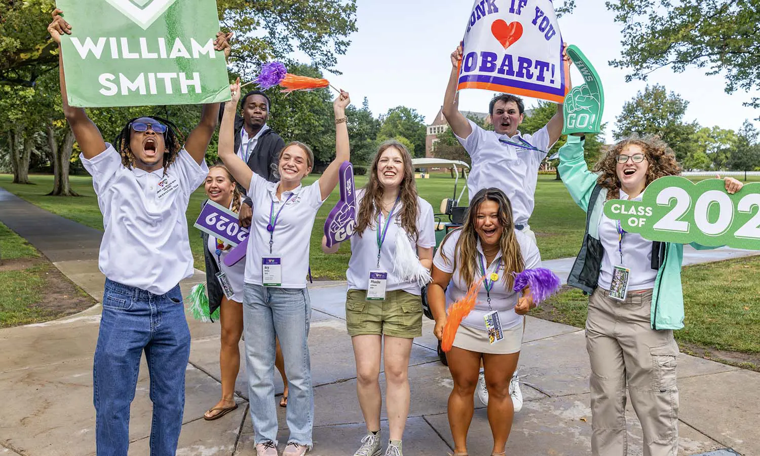 Students gathered together on the HWS campus