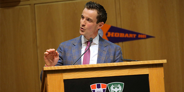 speaker at a podium during the Benjamin Hale dinner