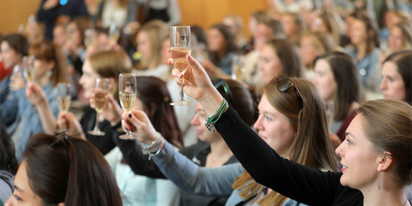 William Smith students raise a toast