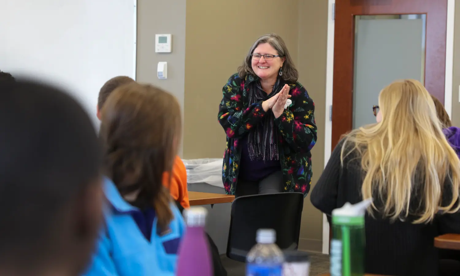 Prof. Mary Kelly teaches a course.