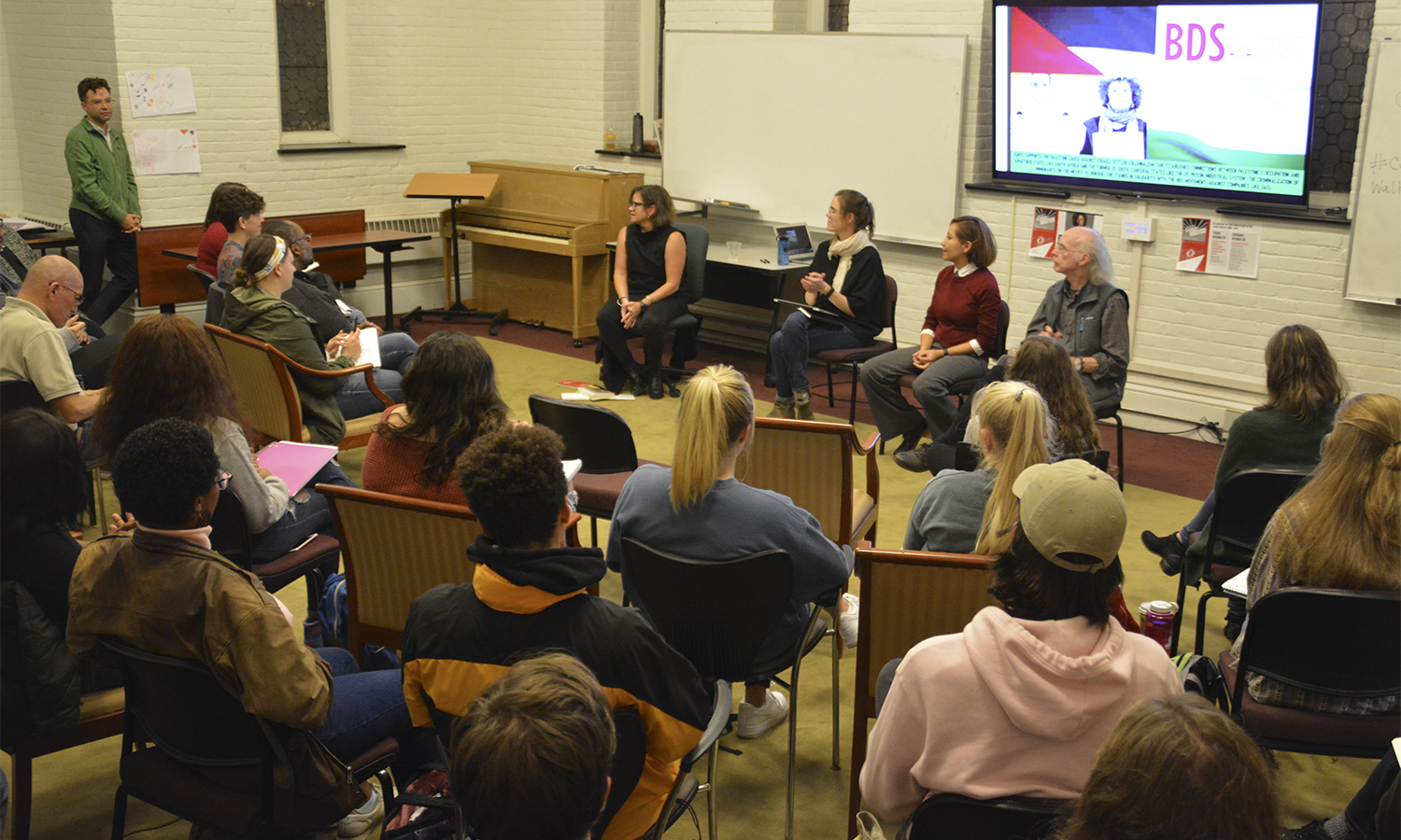 A conversation in the Fisher Center