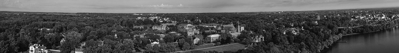 A panoramic aerial view of campus