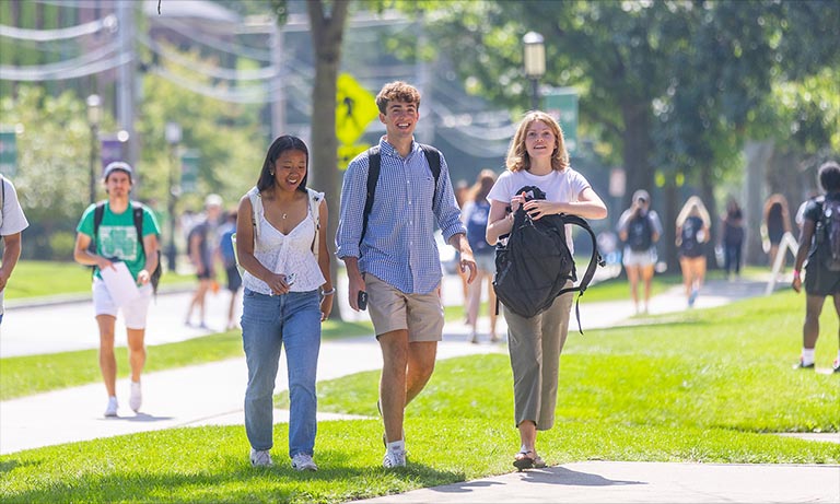 students walking on campus