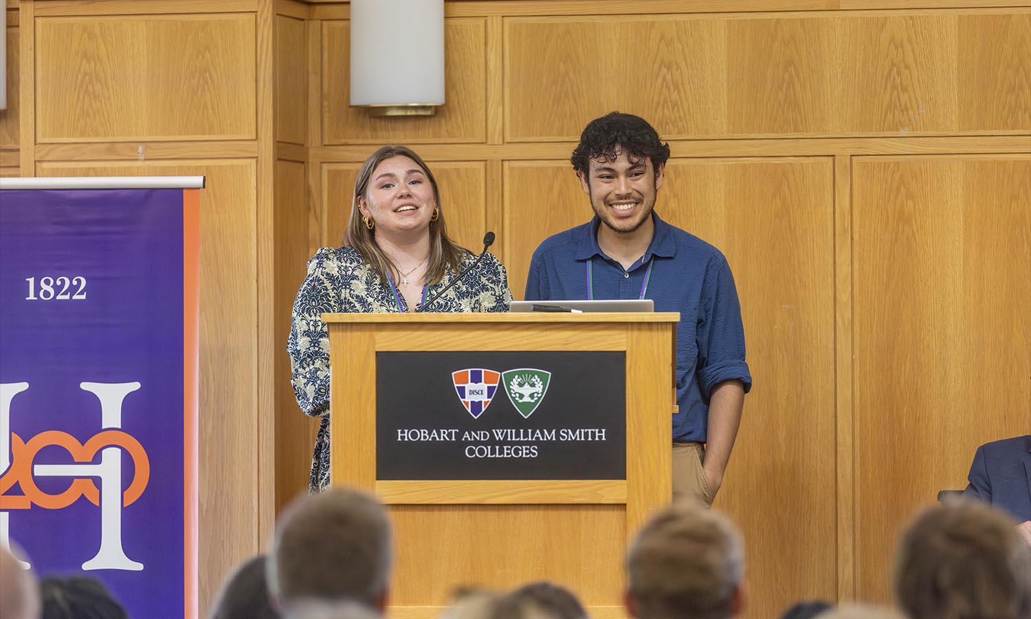 VanLare and Tello Galicia welcome students and families in the Vandervort Room and Albright Auditorium. 