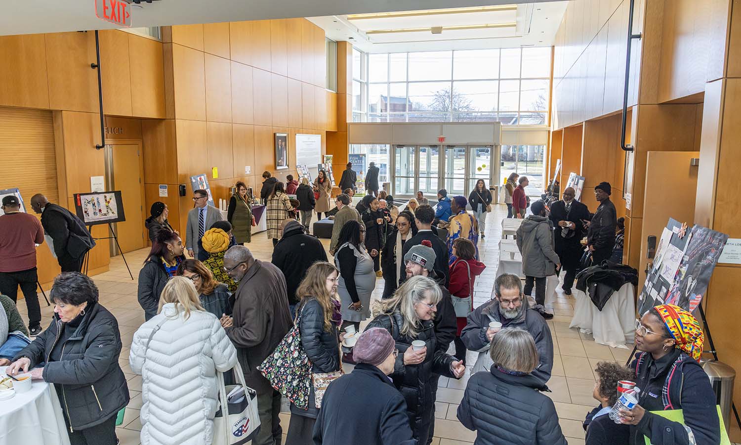 Attendees gather in the Gearan Center for the Performing Arts for the MLK Art and Poetry Contest. 