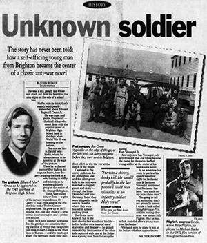 The story of Private Edward “Joe” Crone ’45 (pictured above left) is featured in a May 3, 1995 issue of the Rochester Democrat and Chronicle.