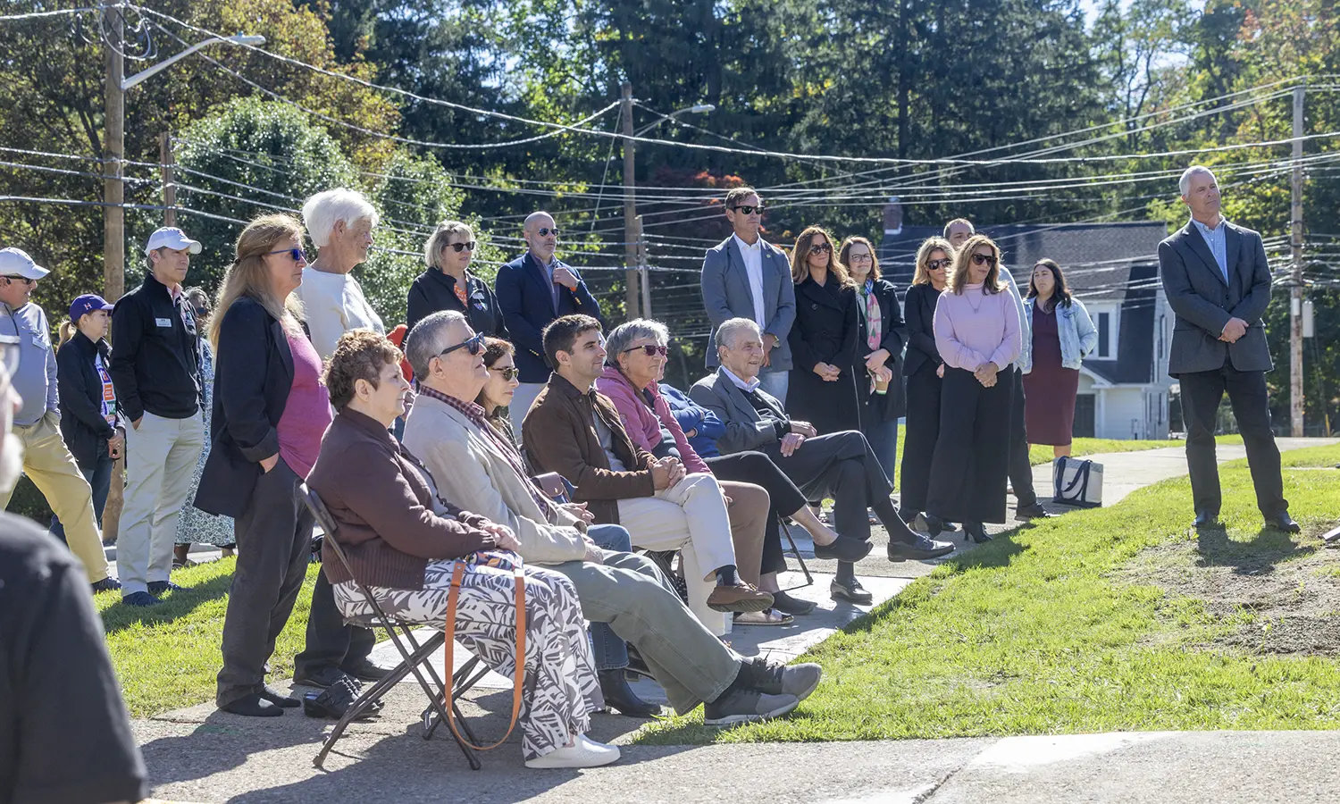 Members of the HWS community, family and friends gather for the dedication of the Piltch Family Commons on Oct. 3.