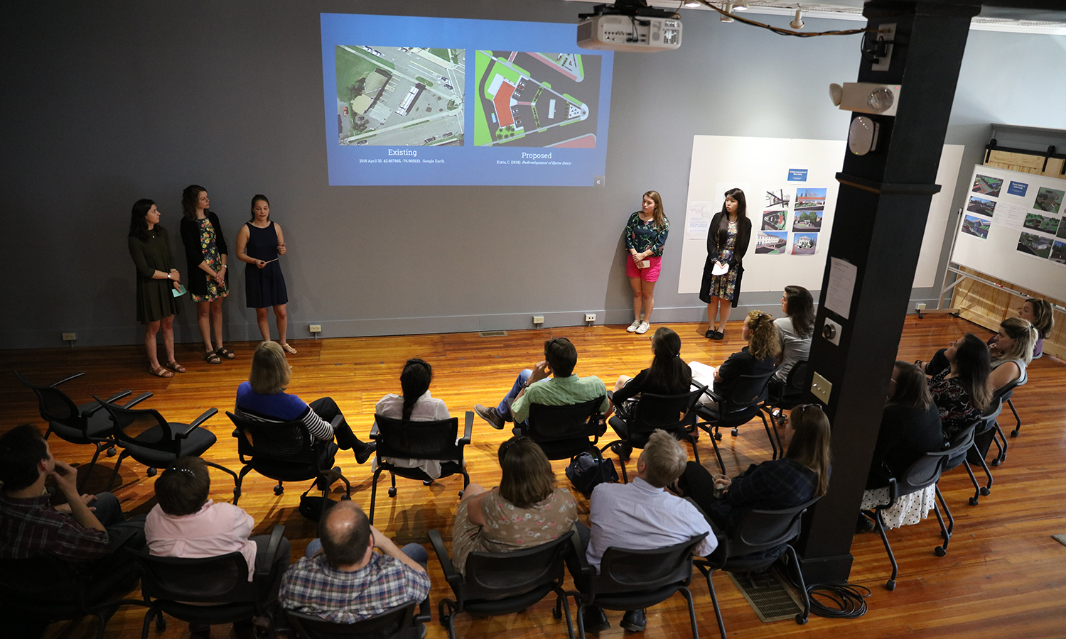 At the Bozzuto Center for Entrepreneurship, students present a sustainability plan for the Castle Street Corridor in downtown Geneva as part of their Sustainable Community Development Capstone.